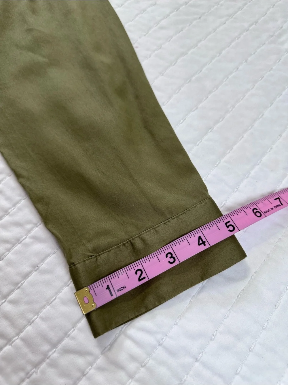 Ellen Tracy 100% Cotton Green Olive  Dress with Pleated Midi Skirt Gold Button